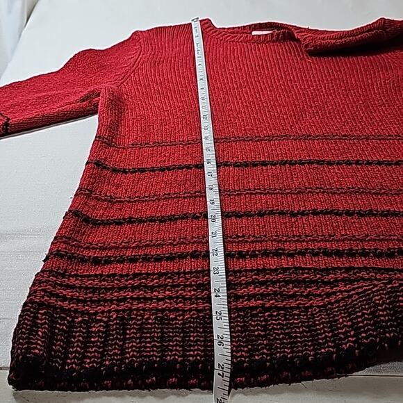 J. Jill Women Sz S Red and Black Wool Blend Crew Neck Grunge Sweater Resort Wear - Picture 9 of 11
